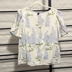 Floral Women's Blouse with Petal Sleeves